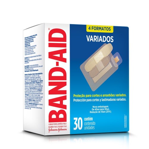 Band-Aid Curativos Tamanhos Variados Com 30 Unidades