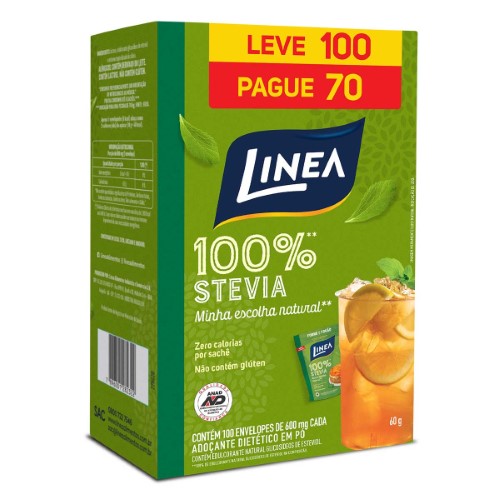 Adoçante Em Pó Linea 100% Stevia Leve 100 Pague 70
