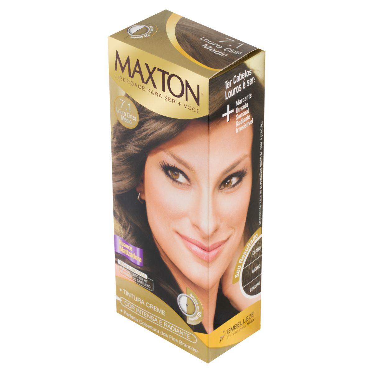 Tintura Creme Maxton 7.1 Louro Cinza Médio Com 1 Unidade