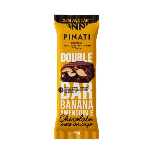 Barra De Banana E Amendoim Pinati Double Chocolate Meio Amargo Com 1 Unidade De 35g
