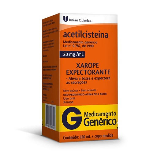 Acetilcisteína 20gm/Ml Xarope 120ml União Química Genérico