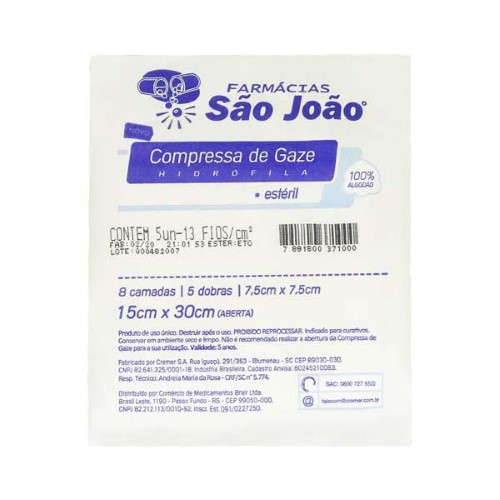 Compressa Gaze Cremer Sao Joao 13 Fios 5 Unidades