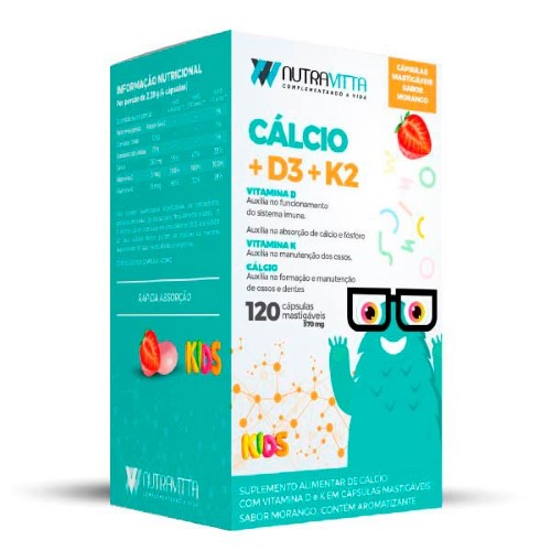 Nutravitta Cálcio + Vitaminas D3 E K2 Infantil Sorocaps