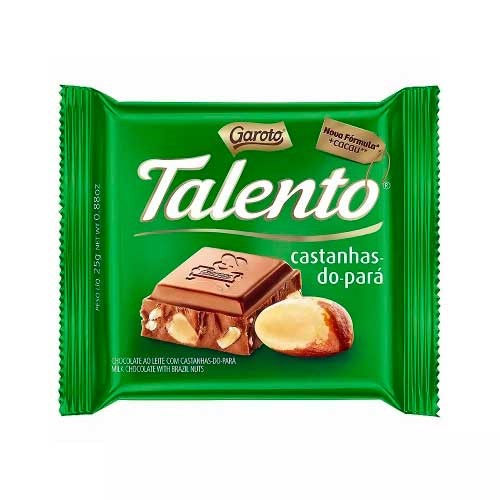 Chocolate Talento Tablete Chocolate Ao Leite/Castanha 25g - Talento