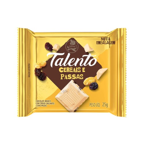 Chocolate Talento Tablete Chocolate Bran/Cer 25g - Talento
