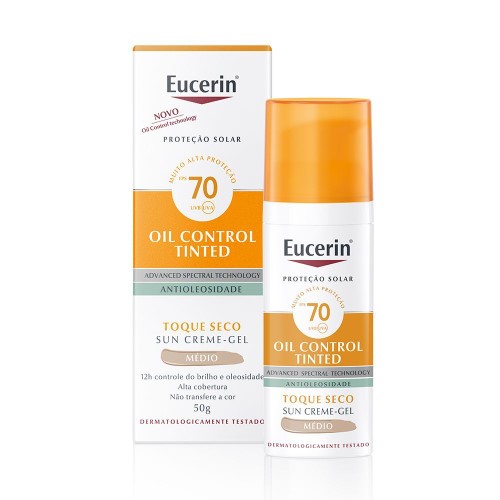 Eucerin Sun Oil Control Tinted Médio Fps70 Protetor Solar Facial 50g