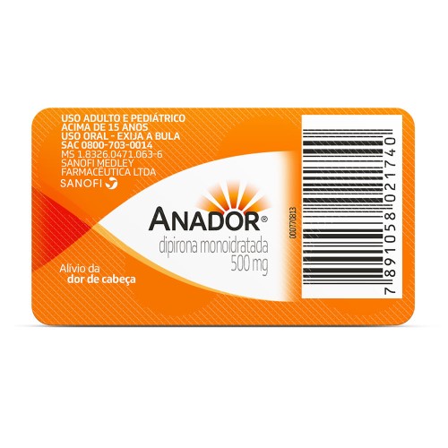 Anador 500mg Boehringer 4 Comprimidos