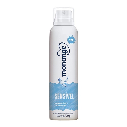 Desodorante Aerossol Antitranspirante Monange Sem Perfume Feminino Sensível 150ml