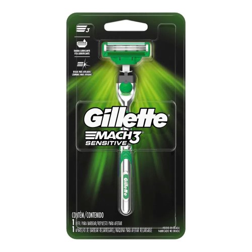 Aparelho De Barbear Gillette Mach3 Sensitive + 1 Refil