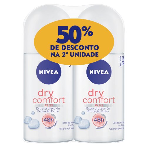 Desodorante Nivea Roll On Dry Confort 50ml 2 Unidades