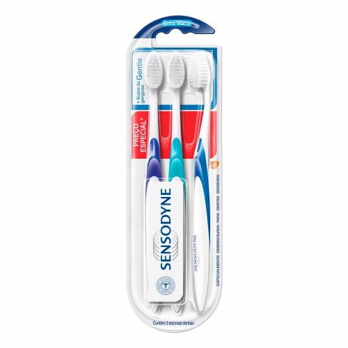Escova Dental Sensodyne Gentle Pack Extra Macia 3 Unidades