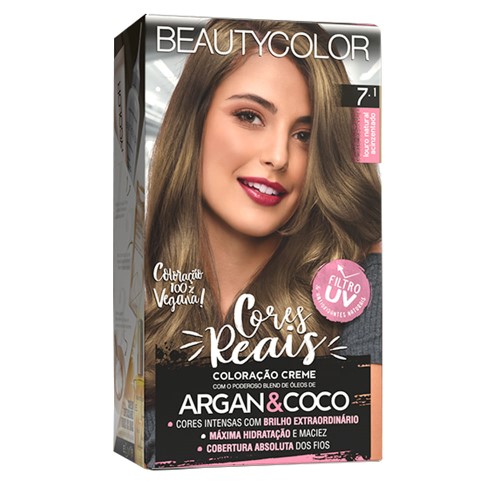 Coloração Permanente Beauty Color Argan&Coco Louro Natural 7.1