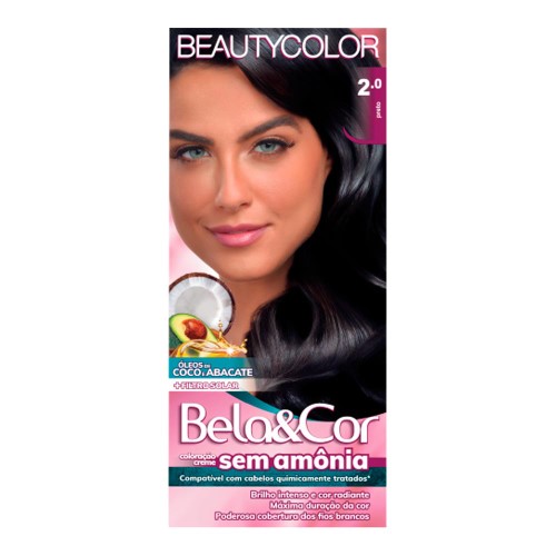 Coloração Permanente Beauty Color Bela&Cor Sem Amônia Preto 2.0