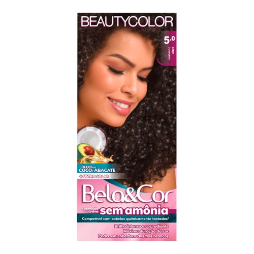 Coloração Permanente Beauty Color Bela&Cor Sem Amônia Castanho Claro 5.0