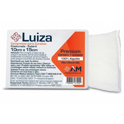 Compressa Para Curativo Cirúrgico Luiza - Estéril - 10cm X 15cm