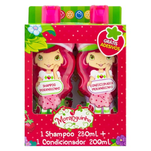 Shampoo E Condicionador Infantil Moranguinho Com 230ml E 200ml E Ganhe Adesivos