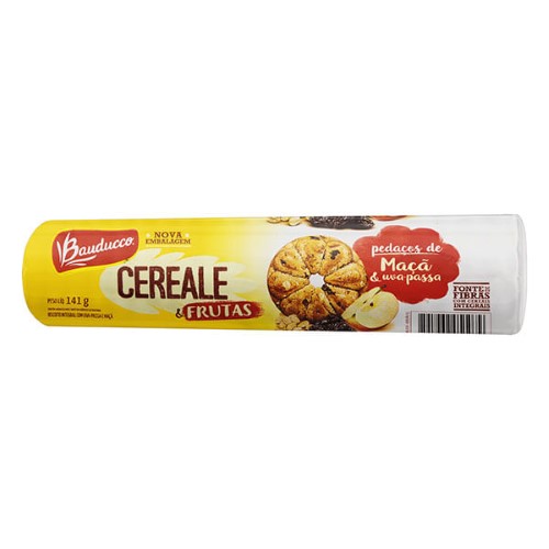 Biscoito Integral Bauducco Cereale Maçã E Uva Passa Com Leite 141g