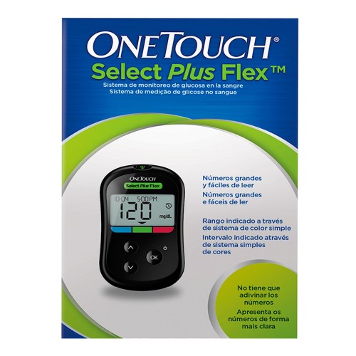 One Touch Select Plus Flex Kit Monitor De Glicemia Com 1 Aparelho + 1 Lancetador + 10 Lancetas + 10 Tiras Teste