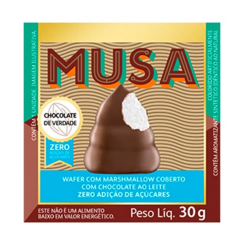 Musa Gold & Ko Ao Leite Zero Açúcar Wafer Com Marshmallow 30g