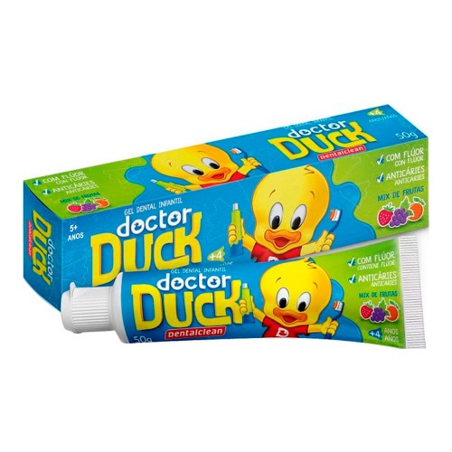 Gel Dental Infantil Dentalclean Doctor Duck Com Flúor Sabor Mix De Frutas 50g