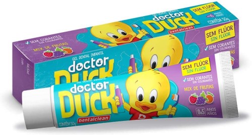 Gel Dental Infantil Dentalclean Doctor Duck Sem Flúor Sabor Mix De Frutas 50g