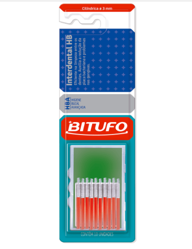 Escova Dental Bitufo Interdental Hb Cilíndrica 3mm Com 10 Unidades