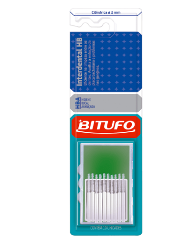 Escova Dental Bitufo Interdental Hb Cilíndrica 2mm Com 10 Unidades