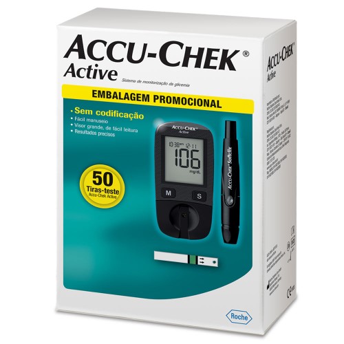 Accu-Chek Active Kit Monitor De Glicemia 50 Tiras Teste