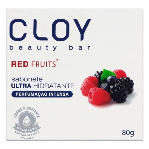 Sabonete Em Barra Ultra Hidratante Antibacteriano Red Fruits Cloy Beauty 80g
