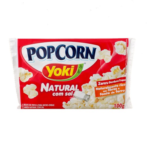Pipoca Para Microondas Popcorn Yoki Natural Com Sal 100g