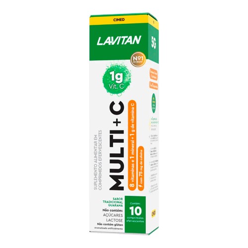 Lavitan Multi + C Sabor Guaraná Com 10 Comprimidos Efervescentes