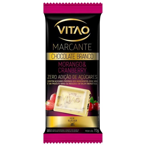 Chocolate Branco Vitao Marcante Morango E Cranberry Zero Açúcar 70g
