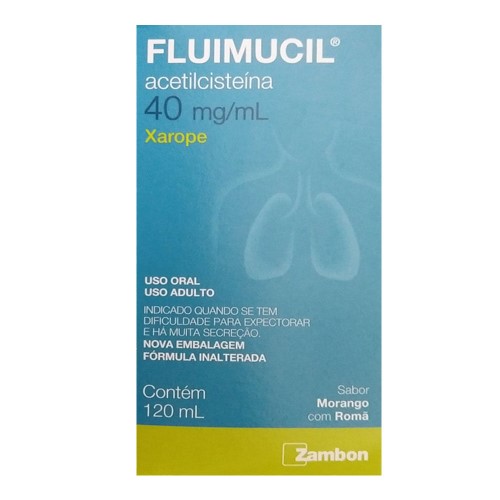 Fluimucil Acetilcisteína 40mg/Ml Xarope Abor Morango Com Romã 120ml