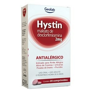 Hystin Maleato De Dexclorfeniramina 2mg 20 Comprimidos