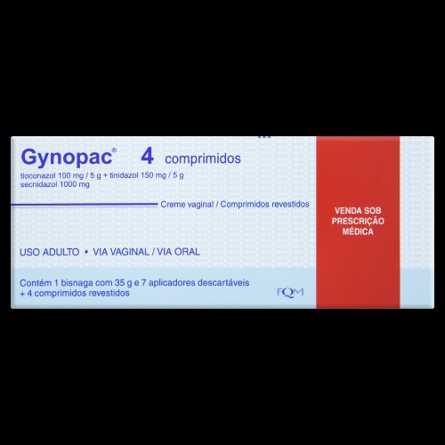 Gynopac Tioconazol 100mg + Tinidazol 150mg Creme Vaginal 35g + 7 Aplicadores + 4 Comprimidos De 1000g Cada