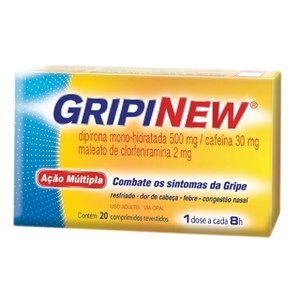 Gripinew Dipirona Monoidratada 500mg + Maleato De Clorfeniramina 2mg + Cafeína 30mg 20 Comprimidos