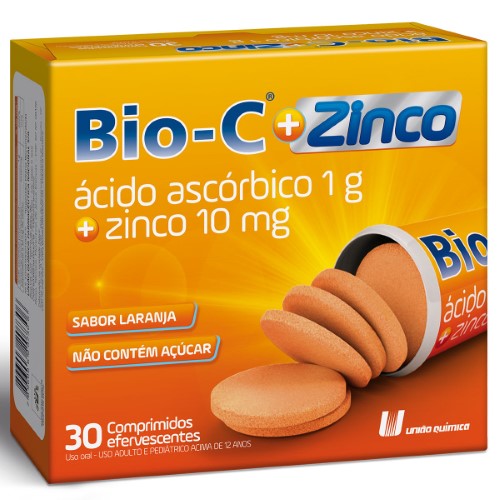 Bio-C + Zinco União Química 30 Comprimidos Efervescentes
