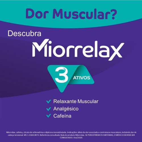 Miorrelax Dipirona Monoidratada 300mg + Citrato De Orfenadrina 35mg + Cafeina 50mg 10 Comprimidos