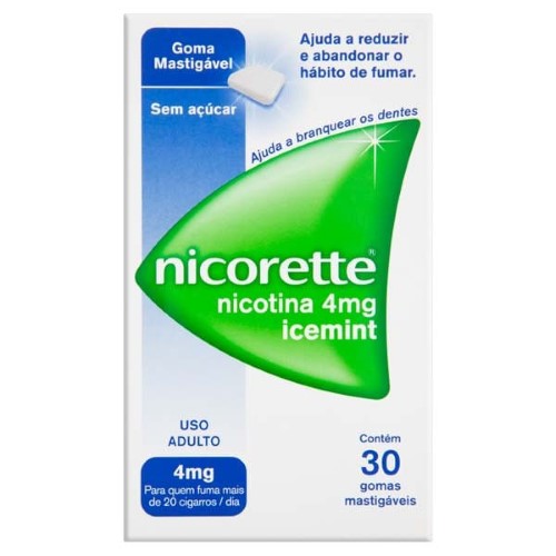 Nicorette Icemint 4mg Goma Mastigável Para Parar De Fumar 30 Unidades