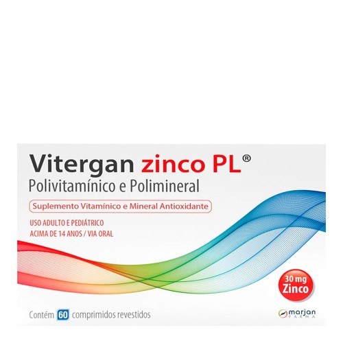 Vitergan Zinco Pl 30mg 60 Comprimidos Revestidos