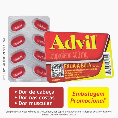 Advil 400mg 8 Capsulas