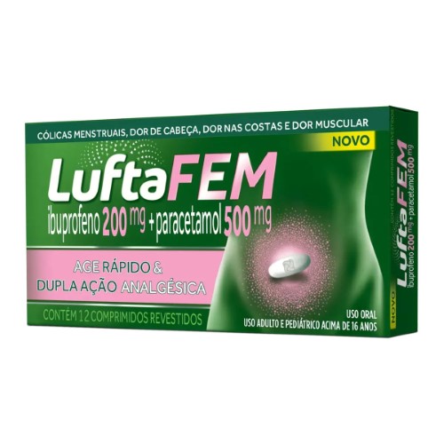 Luftafem Ibuprofeno 200mg + Paracetamol 500mg 12 Comprimidos