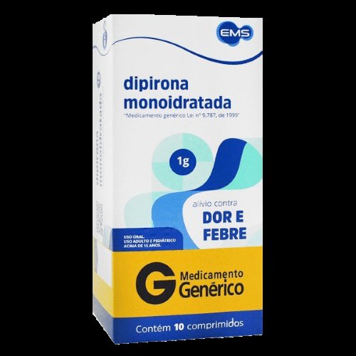 Dipirona Monoidratada 1g 10 Comprimidos Ems Genérico